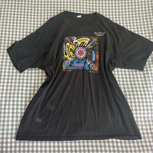 Black Graphic T-Shirt with Colorful Design